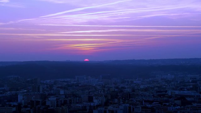 	 Panoramic aerial view of Paris, early morning as the sun begins to rise