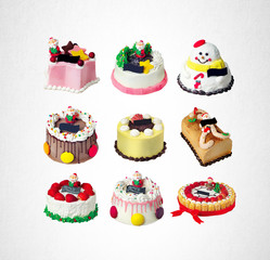 cake or christmas cakes collection on a background.