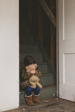 Young girl with leopard coat