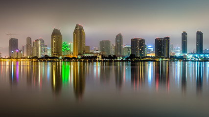 Reflection of downtown San Diego skyline