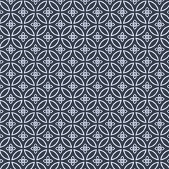 Navy blue japanese circle and flower pattern