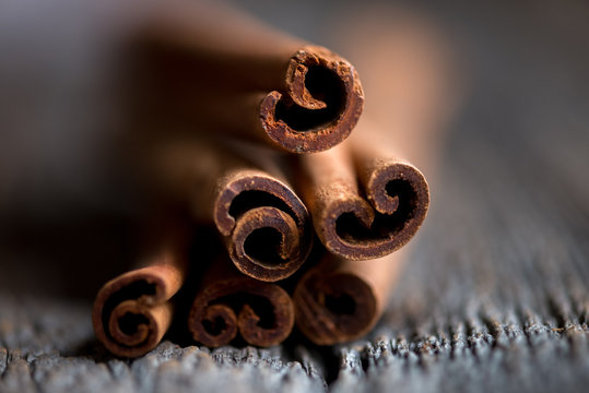 Macro of Cinnamon Sticks