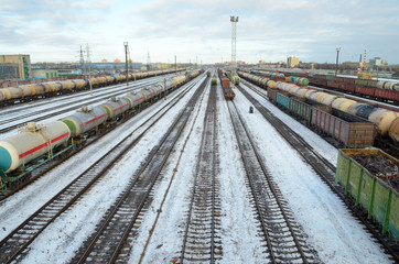 Obraz na płótnie Canvas Railway junction of the city.
