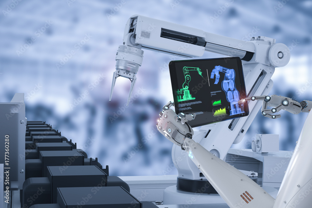 Poster cyborg control robot assembly line