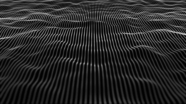 The smooth strings of waves flow from the viewer. seamless loop.