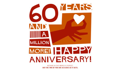 60 Years And A Million More Happy Anniversary (Vector Illustration Concept Design)