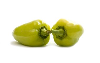 Green bell pepper on white background