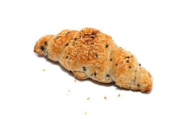 sesame croissant on white background
