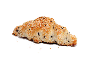 sesame croissant on white background