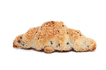 sesame croissant on white background