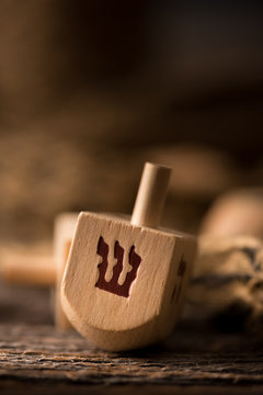 Dreidels in Rustic Setting