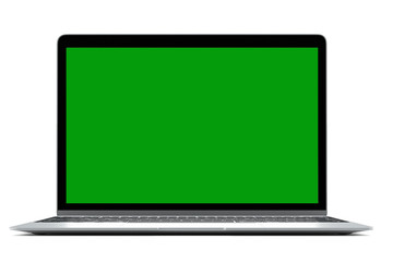 Modern computer laptop isolated on white background for mockup green screen with cliping path ,3D...