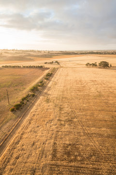 Overhead View Of Dry Fields In Rural Australia