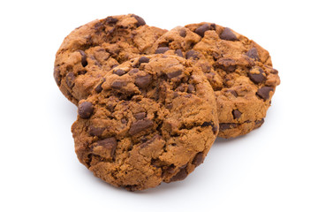 Chocolate Chip Cookie isolated on white background.