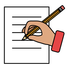 hand human with pencil writing isolated icon