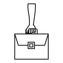 hand human with portfolio briefcase isolated icon