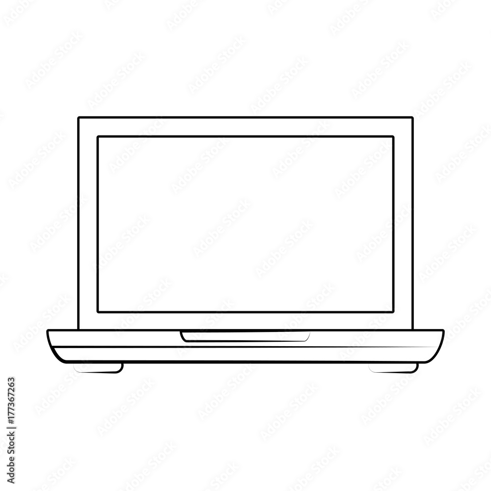 Poster laptop computer icon image vector illustration design black sketch line