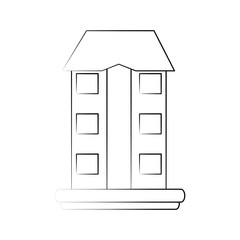 building on grass icon image vector illustration design  black sketch line