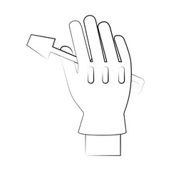 screwdriver tool held by hand with glove icon image vector illustration design  black sketch line