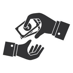 hands human with bill money isolated icon