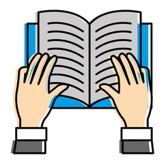 hands reader with text book school icon
