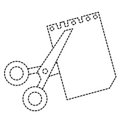 scissors cut with notebook sheet