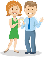 couple woman and man with wine 