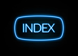 Index  - colorful Neon Sign on brickwall