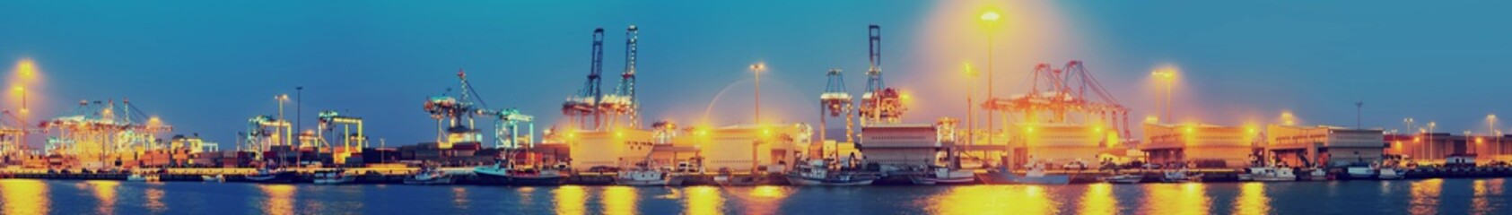 night panorama of Industrial port of Algeciras