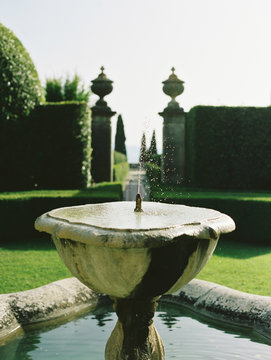 Fountain in a garden in Tuscany