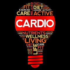 CARDIO bulb word cloud, health concept background