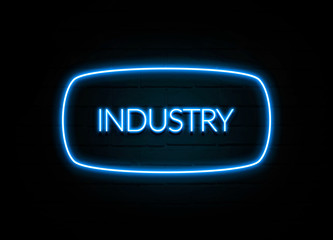 Industry  - colorful Neon Sign on brickwall
