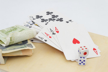 Concept of gambling and betting. Isolated white background
