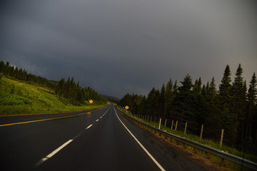 empty stretch of road in canada