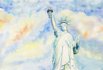 Statue of Liberty with sky, cloud background © Painterstock
