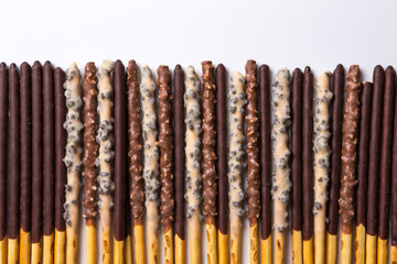 chocolate biscuit stick isolated on white background
