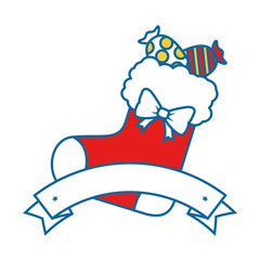 merry christmas socks decorative with candies vector illustration design