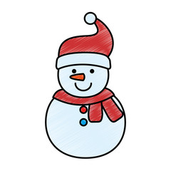 cute snowman character icon vector illustration design