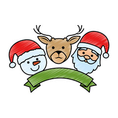 group of Christmas characters vector illustration design