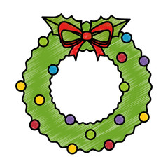 merry christmas wreath crown vector illustration design