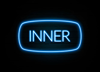 Inner  - colorful Neon Sign on brickwall