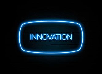 Innovation  - colorful Neon Sign on brickwall