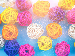 a lot of colored balls for a florist as a backdrop, the substrate