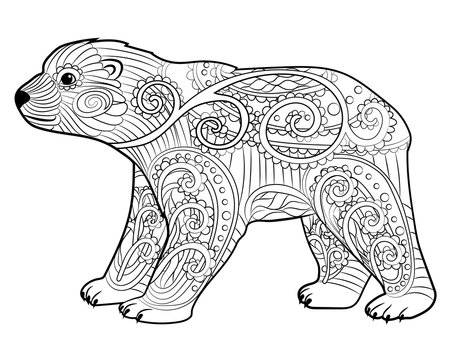 Baby bear in the zentangle style.