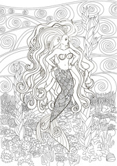 Obraz na płótnie Canvas Patterned illustration of a mermaid.