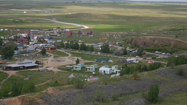 Arkaim. General View Of The Tourist Camp From The Mountain