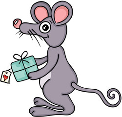 Cute mouse with gift
