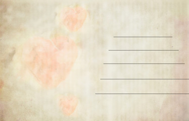 Vintage gift card with heart shaped space for text in a in beige gamut