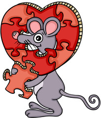 Obraz premium Mouse with heart shaped puzzle 