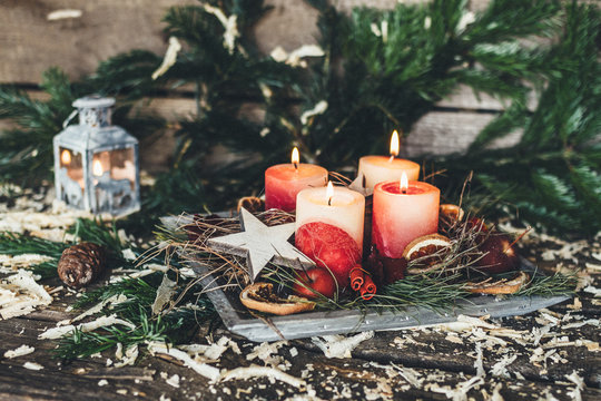 first Sunday in Advent - the first candle is burning on the advent wreath